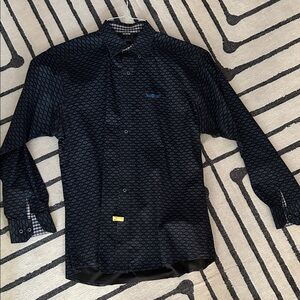 Ariat Men's Black and Blue Patterned Shirt